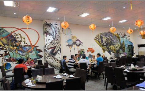 祁东海鲜餐厅墙体彩绘